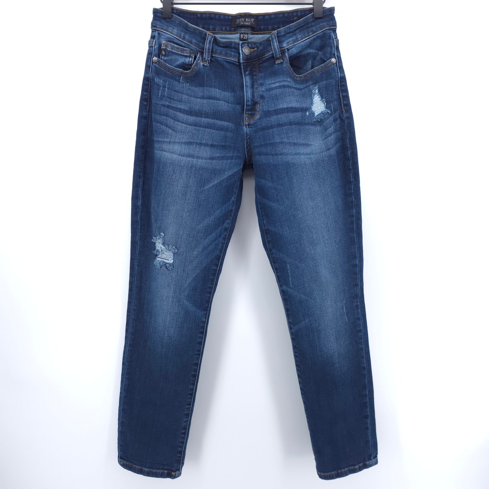 Judy Blue Womens Skinny Jeans JB82104DK Size 9/29 Dark Wash Distressed Denim